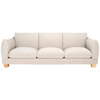 Divano in ciniglia, Beige / Marrone scuro, 3 posti — 89" L × 36" P × 32" A