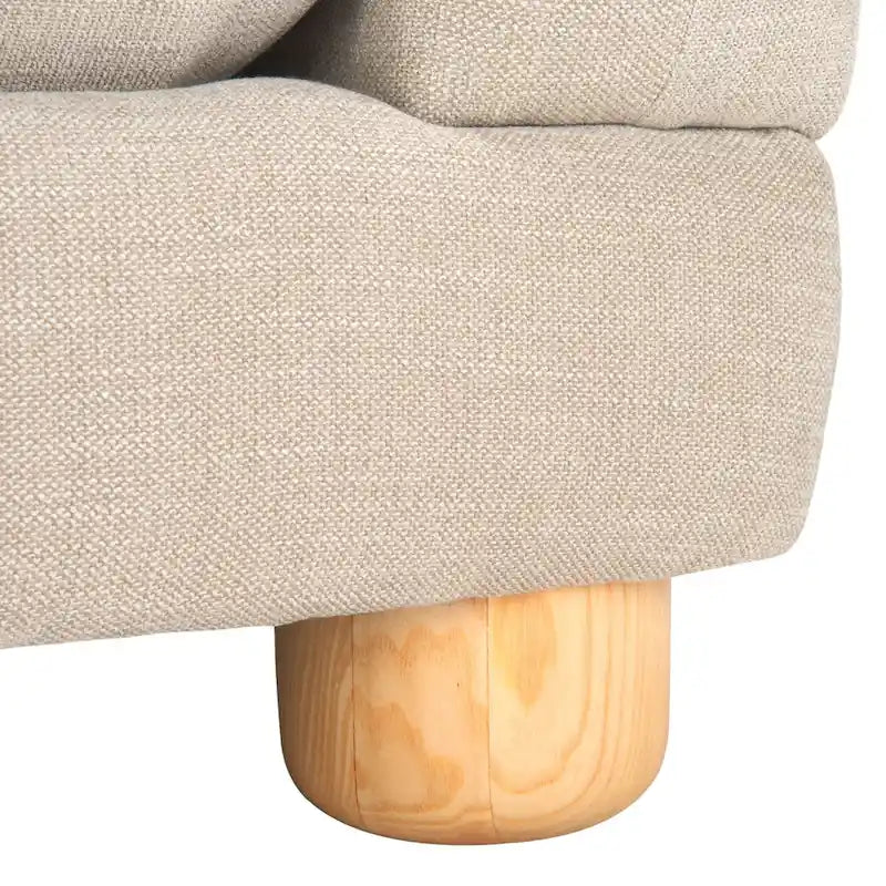 Divano in ciniglia, Beige / Marrone scuro, 3 posti — 89" L × 36" P × 32" A