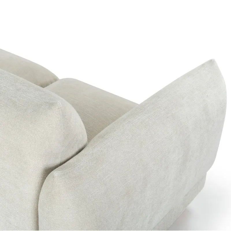 Divano in ciniglia, Beige / Marrone scuro, 3 posti — 89" L × 36" P × 32" A