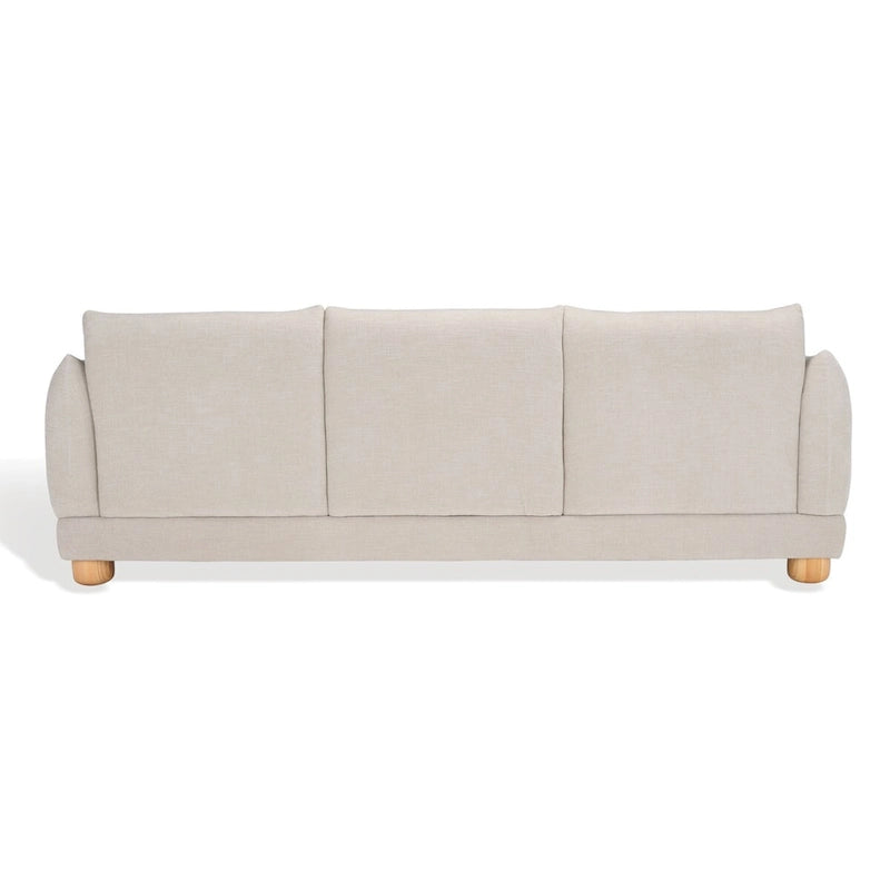 Divano in ciniglia, Beige / Marrone scuro, 3 posti — 89" L × 36" P × 32" A
