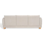 Divano in ciniglia, Beige / Marrone scuro, 3 posti — 89" L × 36" P × 32" A