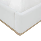 Letto King size imbottito in velluto nero/crema con base a plinto in legno